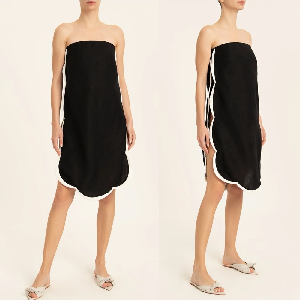 ADRIANA DEGREAS Size S NWT Linen Strapless Short Dress Beach Coverup Cover Up